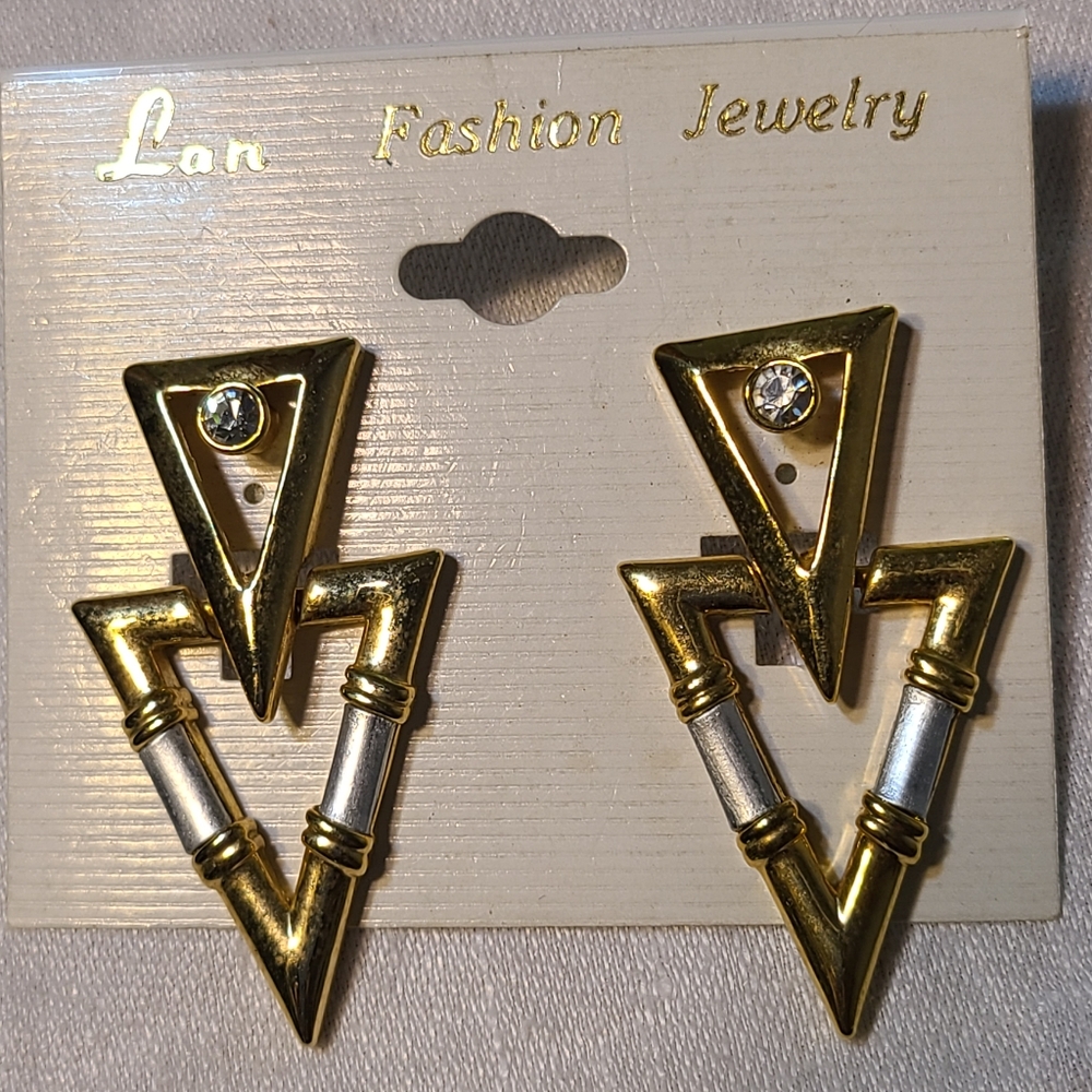 Silver gold crystal earrings for pierced ears